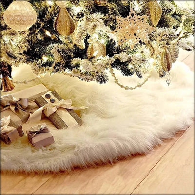 Creative White Plush Christmas Tree Skirt