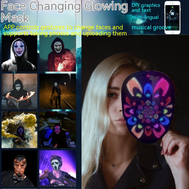 Halloween Face-Changing LED Mask