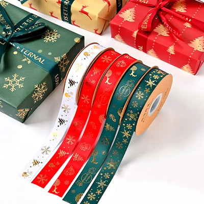 Ribbon Printed Christmas Design Decoration Gift Packing