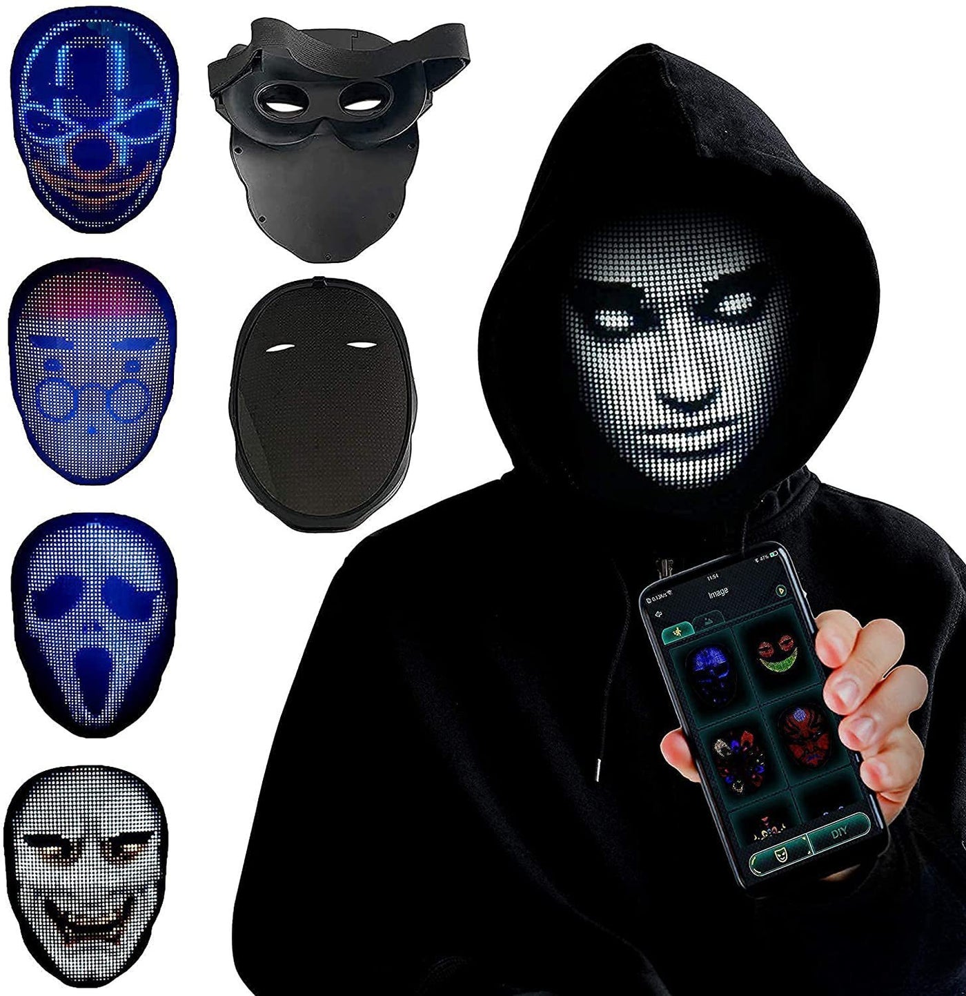 Halloween Face-Changing LED Mask